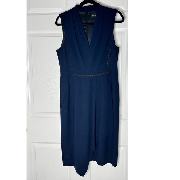 Kobi Halperin Dresses & Skirts - Kobi Halperin Navy Blue Jae Knit Faux Wrap Sheath  Dress Sz 10